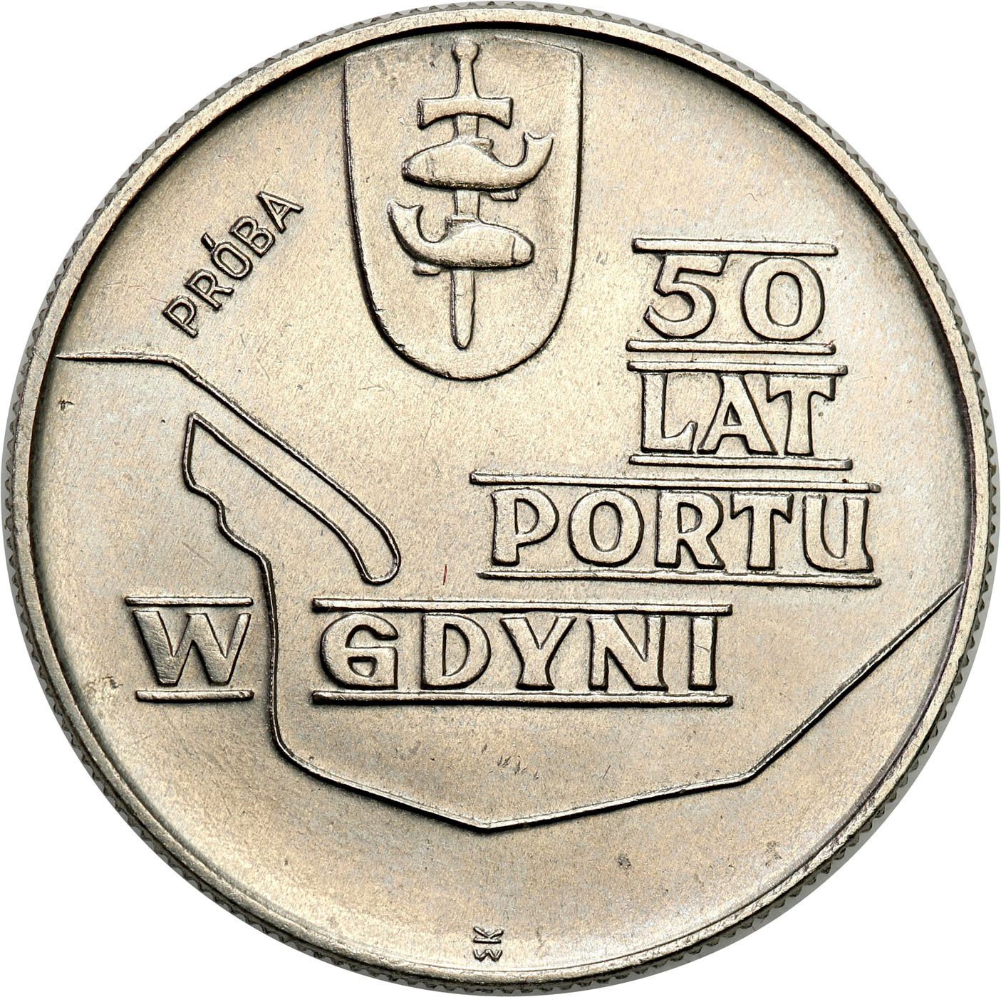 PRL. PRÓBA Nikiel 10 złotych 1972 – 50 lat Portu w Gdyni